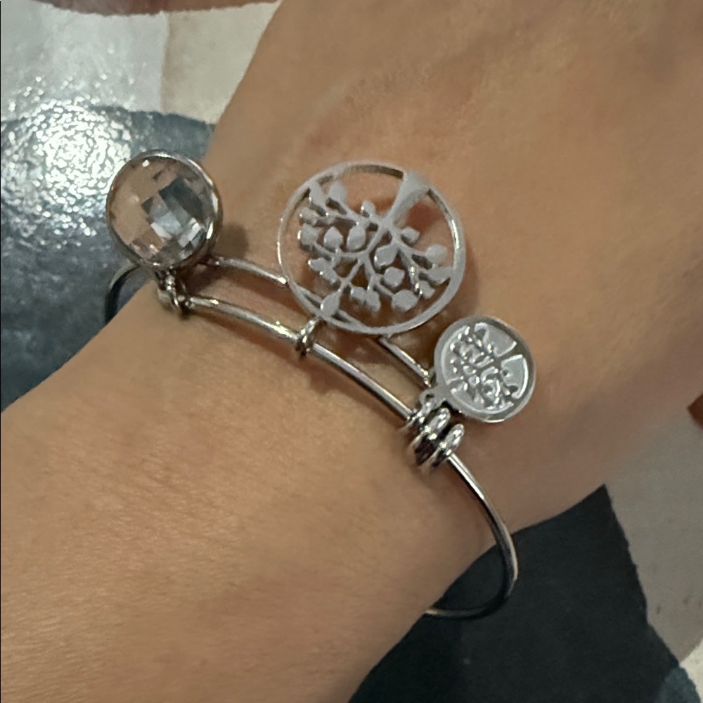 Silver stainless steel Bracelet with Crystal Accents